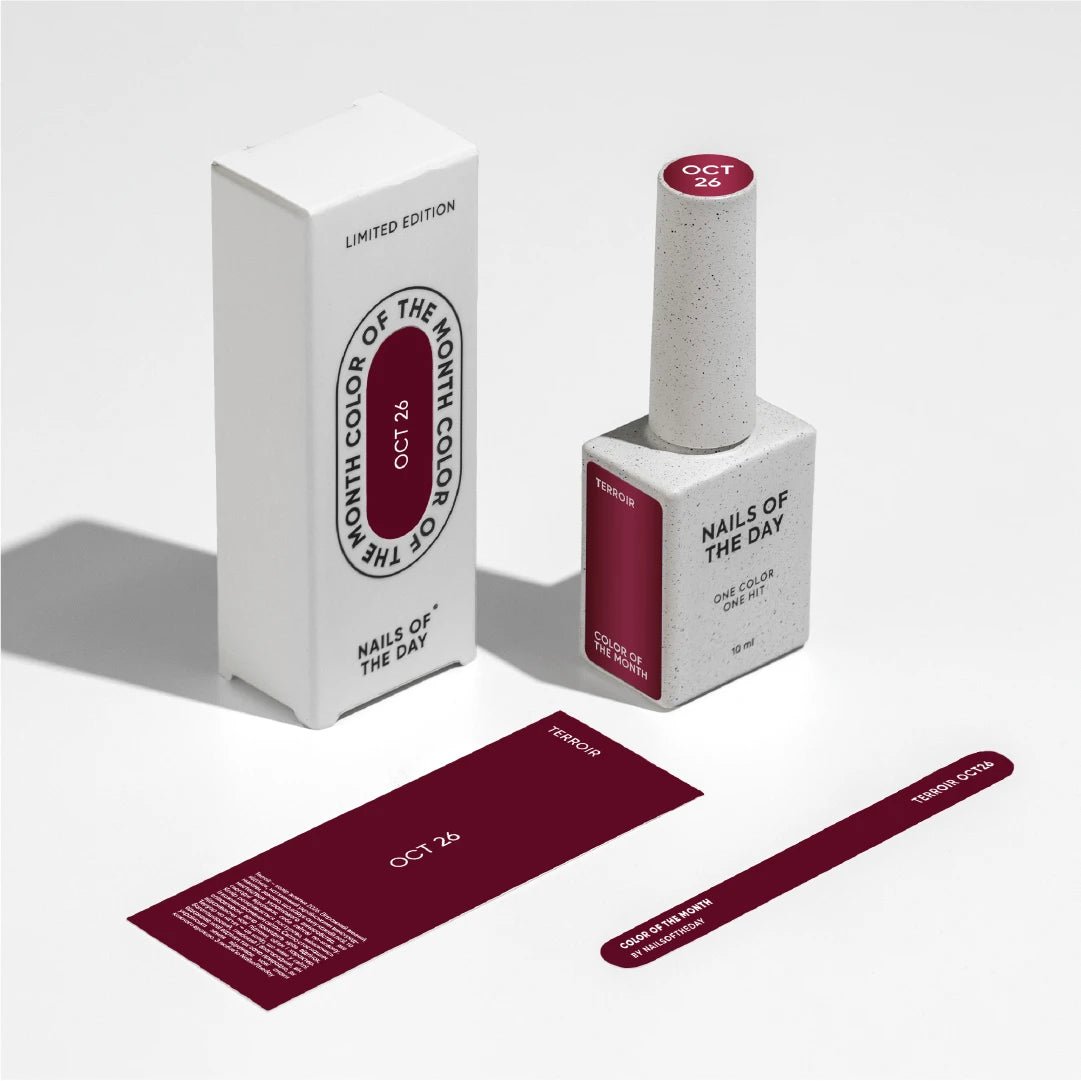 NAILSOFTHEDAY Color of the Month Octubre 2026 Terroir — gel polish efecto vitral en tono vino profundo, 10 ml