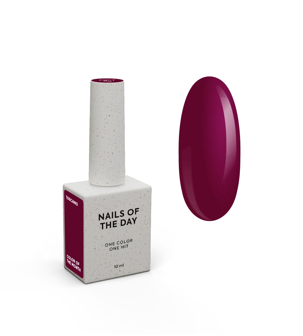 NAILSOFTHEDAY Color of the Month October 2025 Toscano — burgundy shade, full coverage in one coat, 10 ml