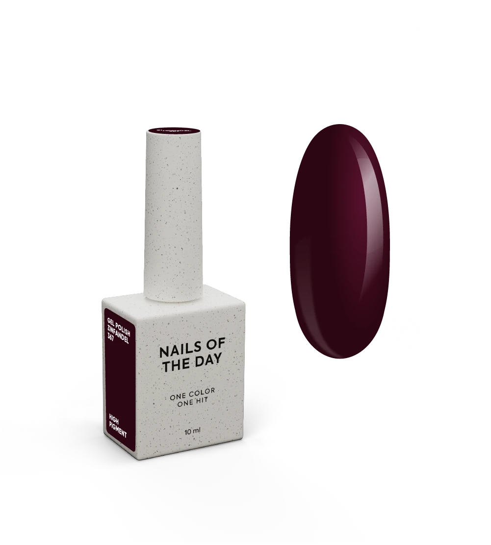 NAILSOFTHEDAY Gel Polish Zinfandel — dark burgundy gel polish, one-coat coverage, 10 ml