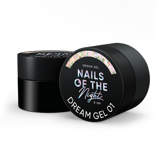 NAILSOFTHENIGHT Dream gel 01 — gel design avec d&#39;incroyables hexagones de différentes tailles et paillettes pour ongles, 5 g