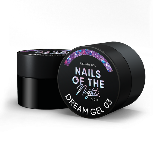 NAILSOFTHENIGHT Dream gel 03 — design gel with incredible hexagons of different sizes and nail glitter, 5 gm