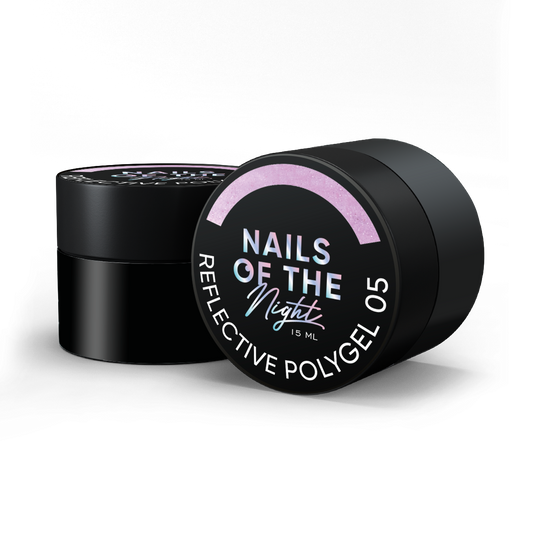 NAILSOFTHENIGHT Reflective Polygel 05 — pink liquid reflective polygel of a new formula for nails, 15 ml