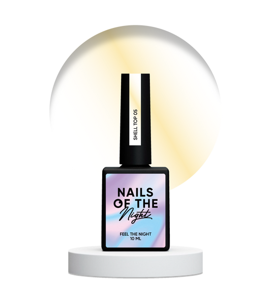 NAILSOFTHENIGHT Shell top 05 — top perlato con sfregamento dorato senza strato appiccicoso, 10 ml