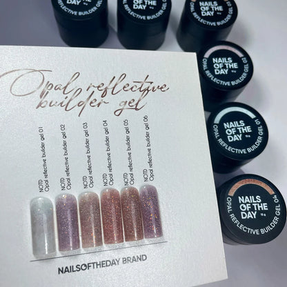 NAILSOFTHEDAY Opal Reflective builder gel 03 — gel constructor nude cálido con brillo opalescente y partículas reflectantes, 15 g.