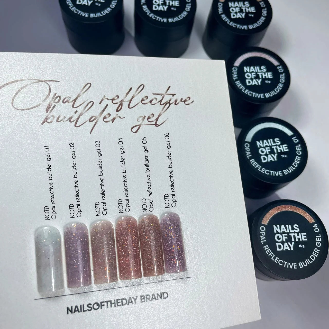 NAILSOFTHEDAY Opal Reflective builder gel 06 — gel constructor lavanda frío con brillo opalescente y partículas reflectantes, 15 g.