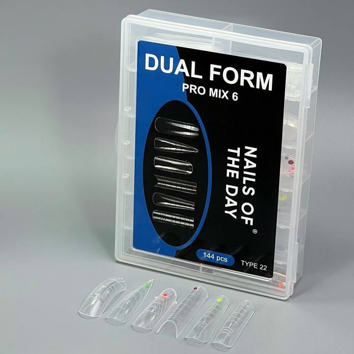 NAILSOFTHEDAY Dual Form Pro Mix 6 (Type 22) — a set of top forms with dot application, 144 pcs, 6 types of 12 sizes