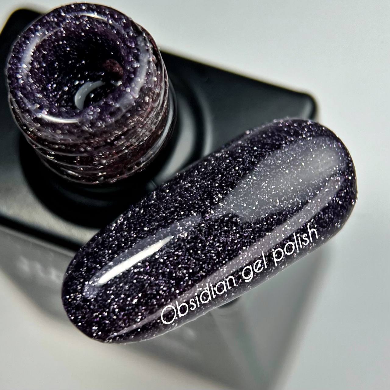 NAILSOFTHENIGHT Obsidian Gel Polish — a graphite-purple reflective gel polish for nails, 10 ml.