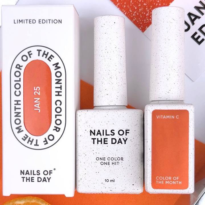 NAILSOFTHEDAY Color of the month January 2025 Vitamin C — cor do mês, laranja intenso com fino brilho que cobre em uma camada, 10 ml.